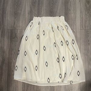 Polagram Slightly Off White Geometric Gathered Skirt